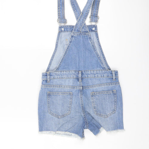 Denim & Co. Girls Blue Cotton Dungaree One-Piece Size 7-8 Years Button