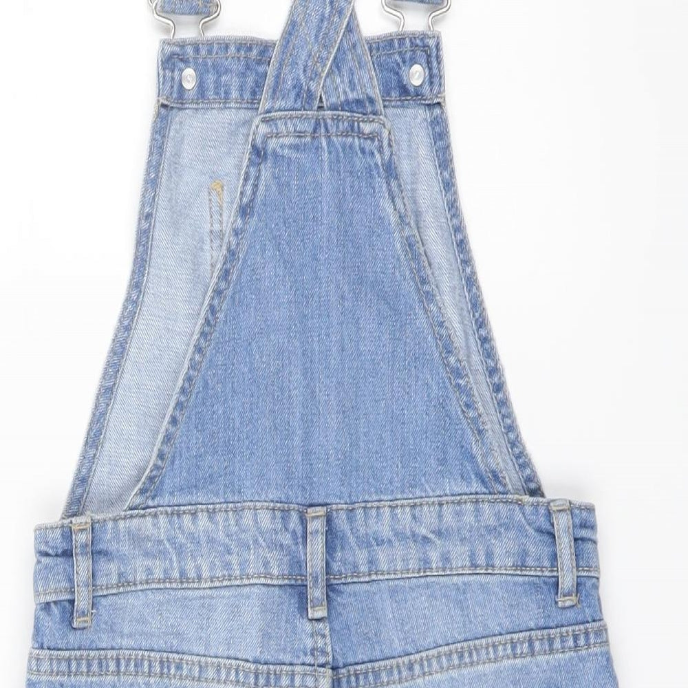 Denim & Co. Girls Blue Cotton Dungaree One-Piece Size 7-8 Years Button
