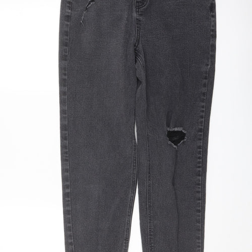 TU Womens Grey Cotton Mom Jeans Size 10 L27 in Regular Button