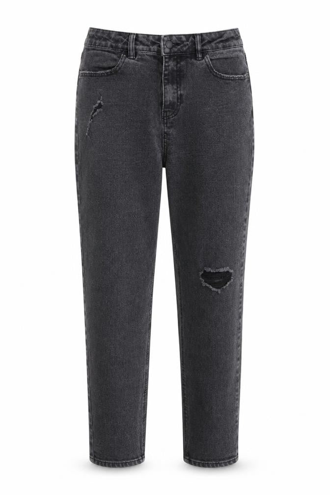 Front view of Tu women’s grey cotton mom jeans, size UK 10, 27-inch leg regular button