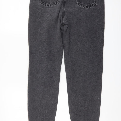 TU Womens Grey Cotton Mom Jeans Size 10 L27 in Regular Button
