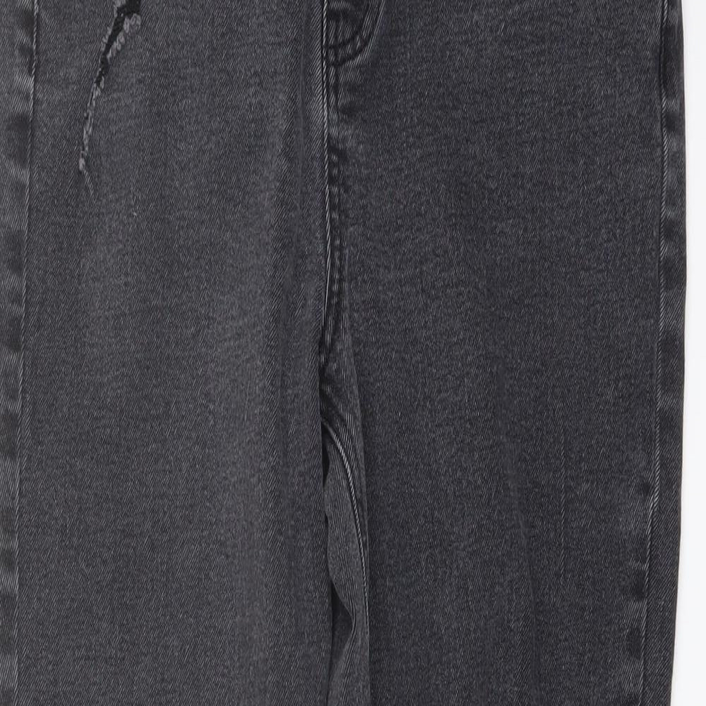 TU Womens Grey Cotton Mom Jeans Size 10 L27 in Regular Button