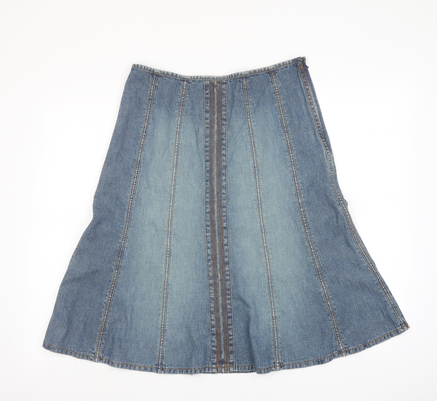 Universal Jeans Womens Blue Cotton A-Line Skirt Size 30 in Zip