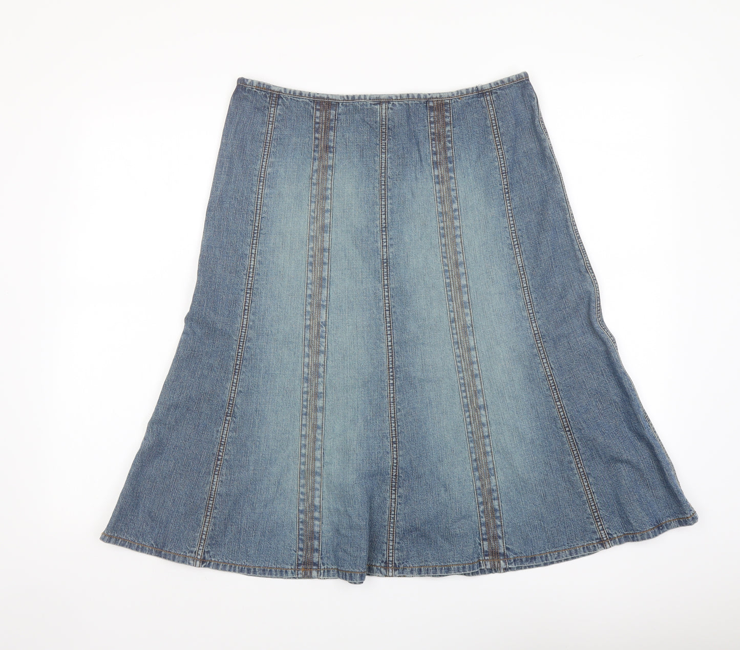Universal Jeans Womens Blue Cotton A-Line Skirt Size 30 in Zip