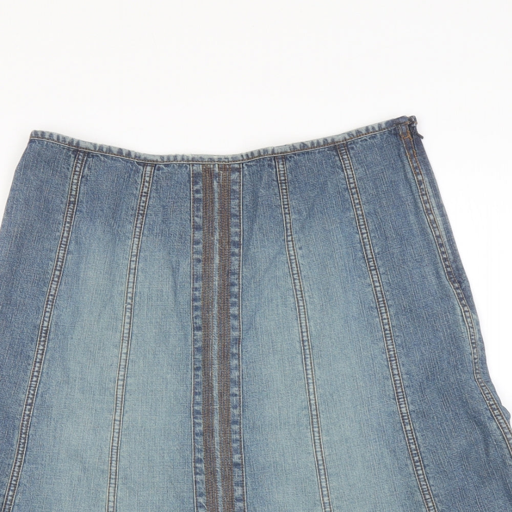 Universal Jeans Womens Blue Cotton A-Line Skirt Size 30 in Zip