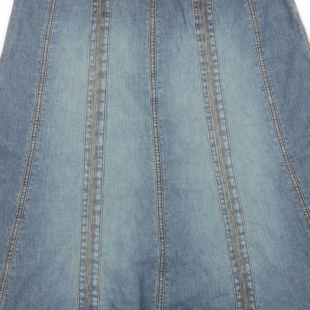 Universal Jeans Womens Blue Cotton A-Line Skirt Size 30 in Zip