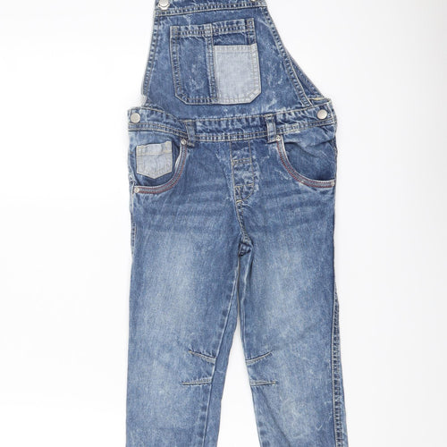 Nutmeg Girls Blue Cotton Dungaree One-Piece Size 5-6 Years Buckle