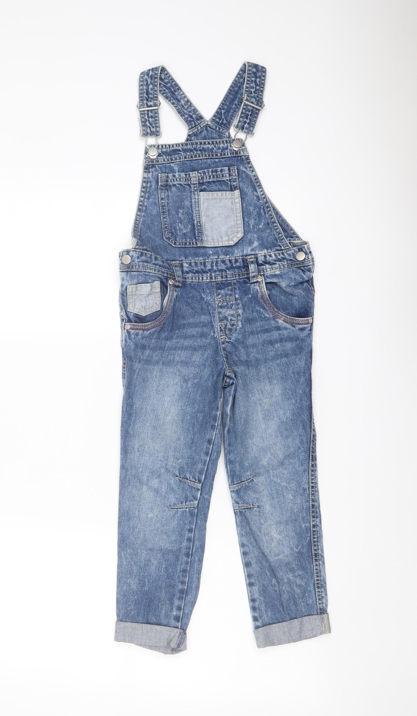 Nutmeg Girls Blue Cotton Dungaree One-Piece Size 5-6 Years Buckle