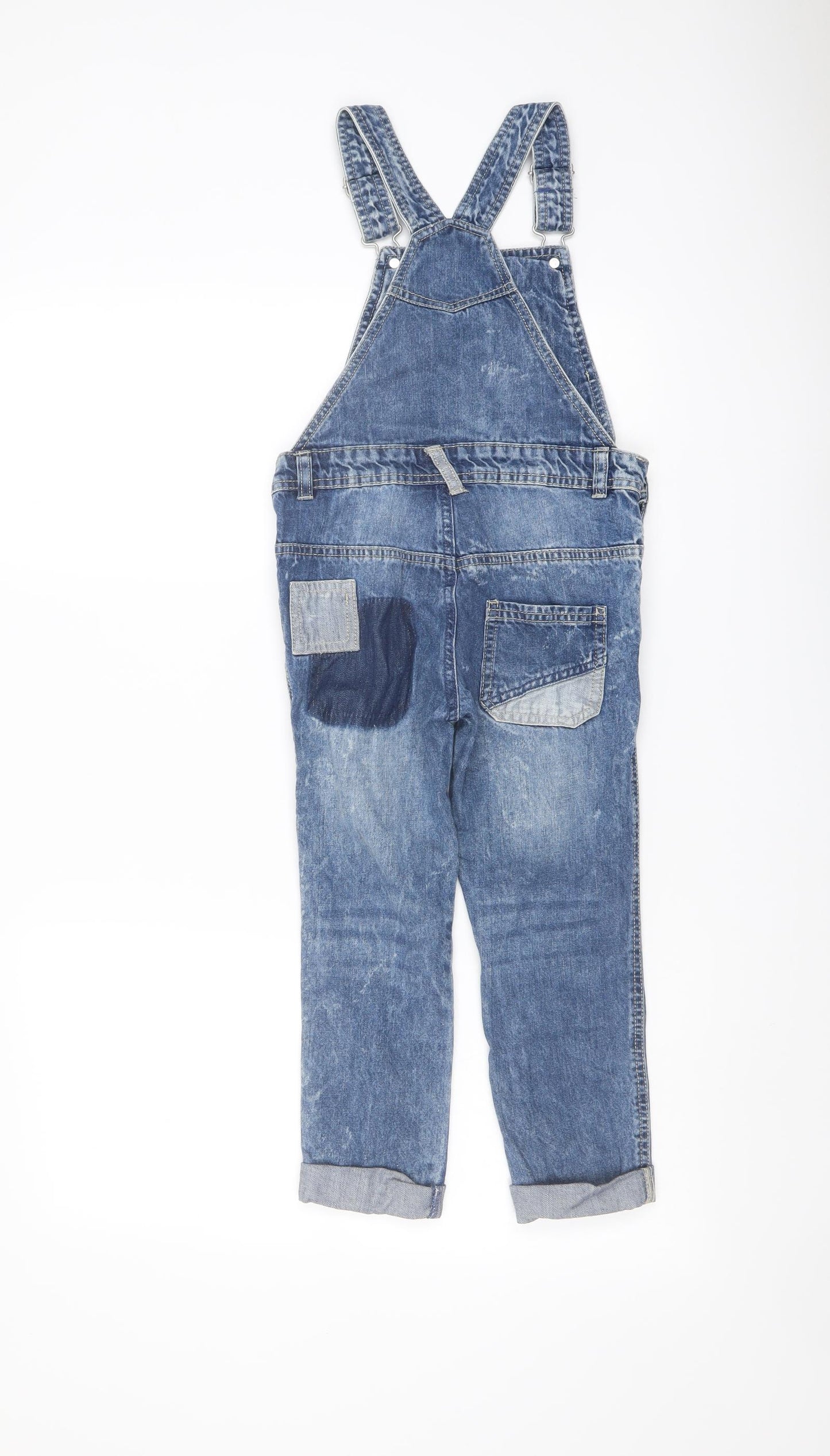 Nutmeg Girls Blue Cotton Dungaree One-Piece Size 5-6 Years Buckle