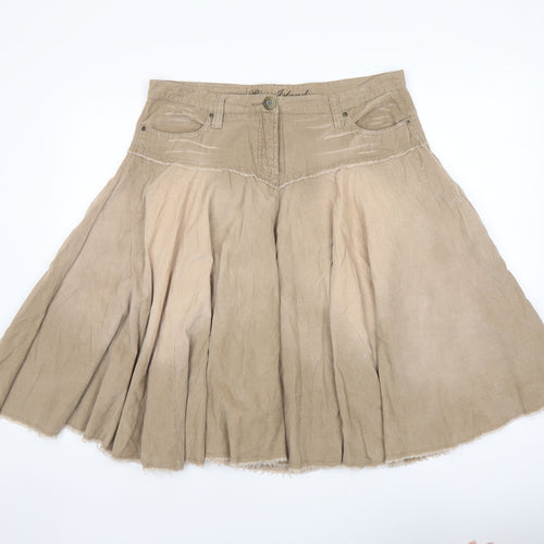 River Island Womens Beige Cotton Swing Skirt Size 14 Button
