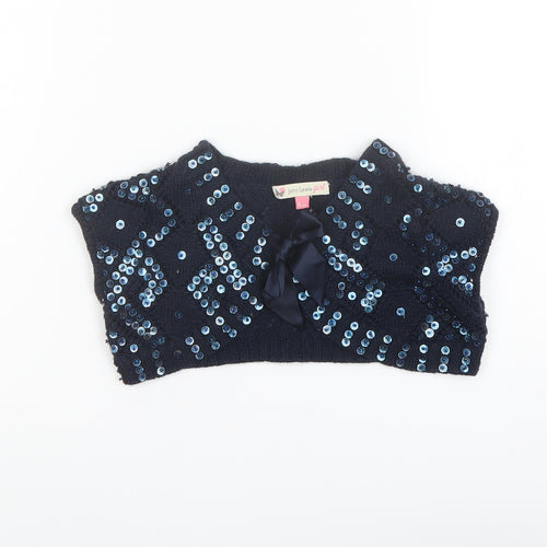John Lewis Girls Blue V-Neck Acrylic Cardigan Jumper Size 5 Years Button - Cropped