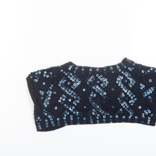 John Lewis Girls Blue V-Neck Acrylic Cardigan Jumper Size 5 Years Button - Cropped
