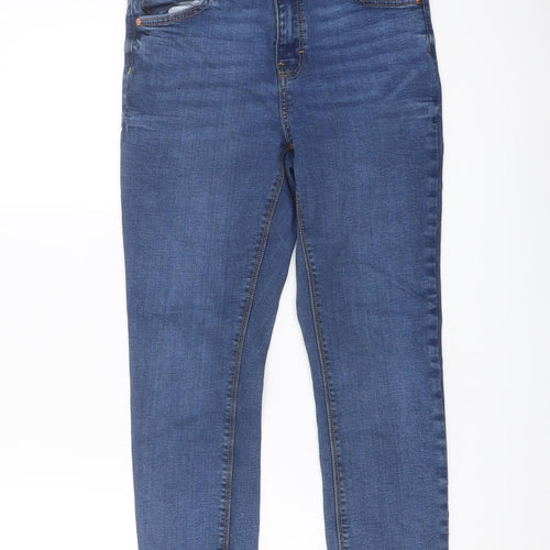 Denim & Co. Womens Blue Cotton Skinny Jeans Size 10 L24 in Regular Button