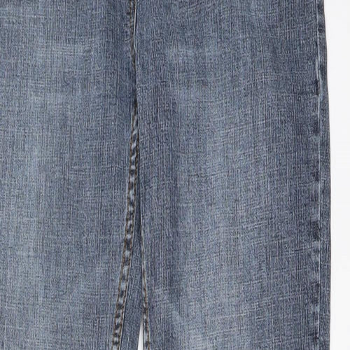 Denim & Co. Womens Blue Cotton Straight Jeans Size 14 L30 in Regular Button