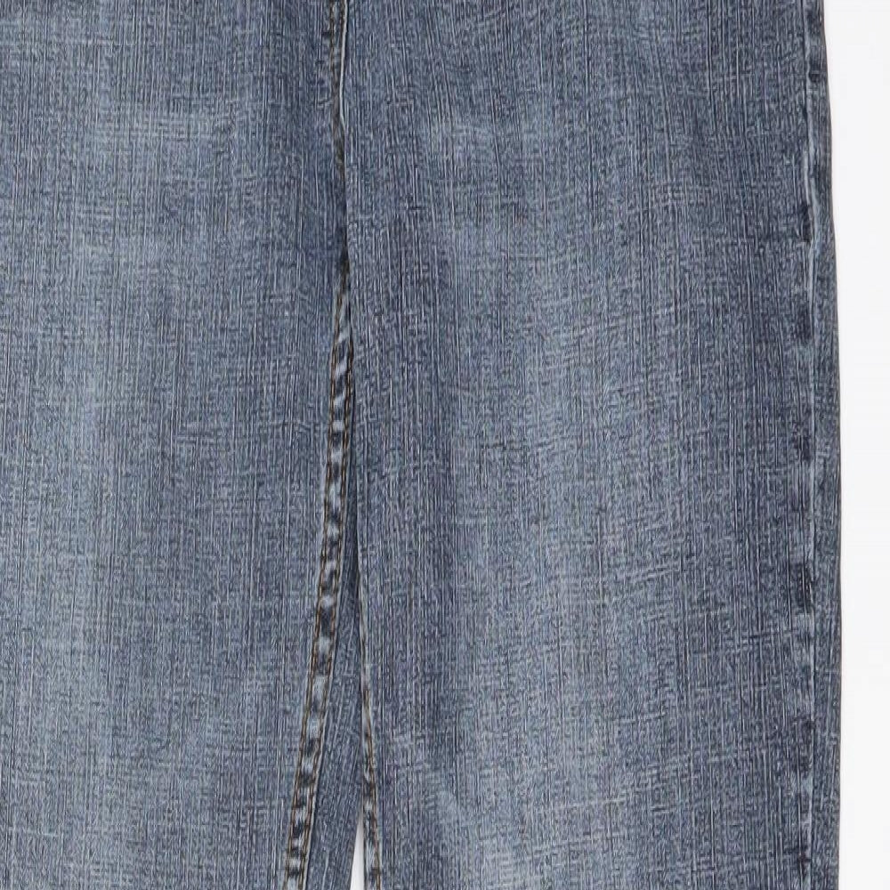 Denim & Co. Womens Blue Cotton Straight Jeans Size 14 L30 in Regular Button