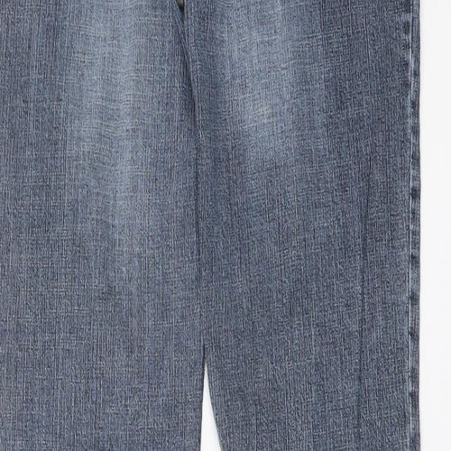 Denim & Co. Womens Blue Cotton Straight Jeans Size 14 L30 in Regular Button