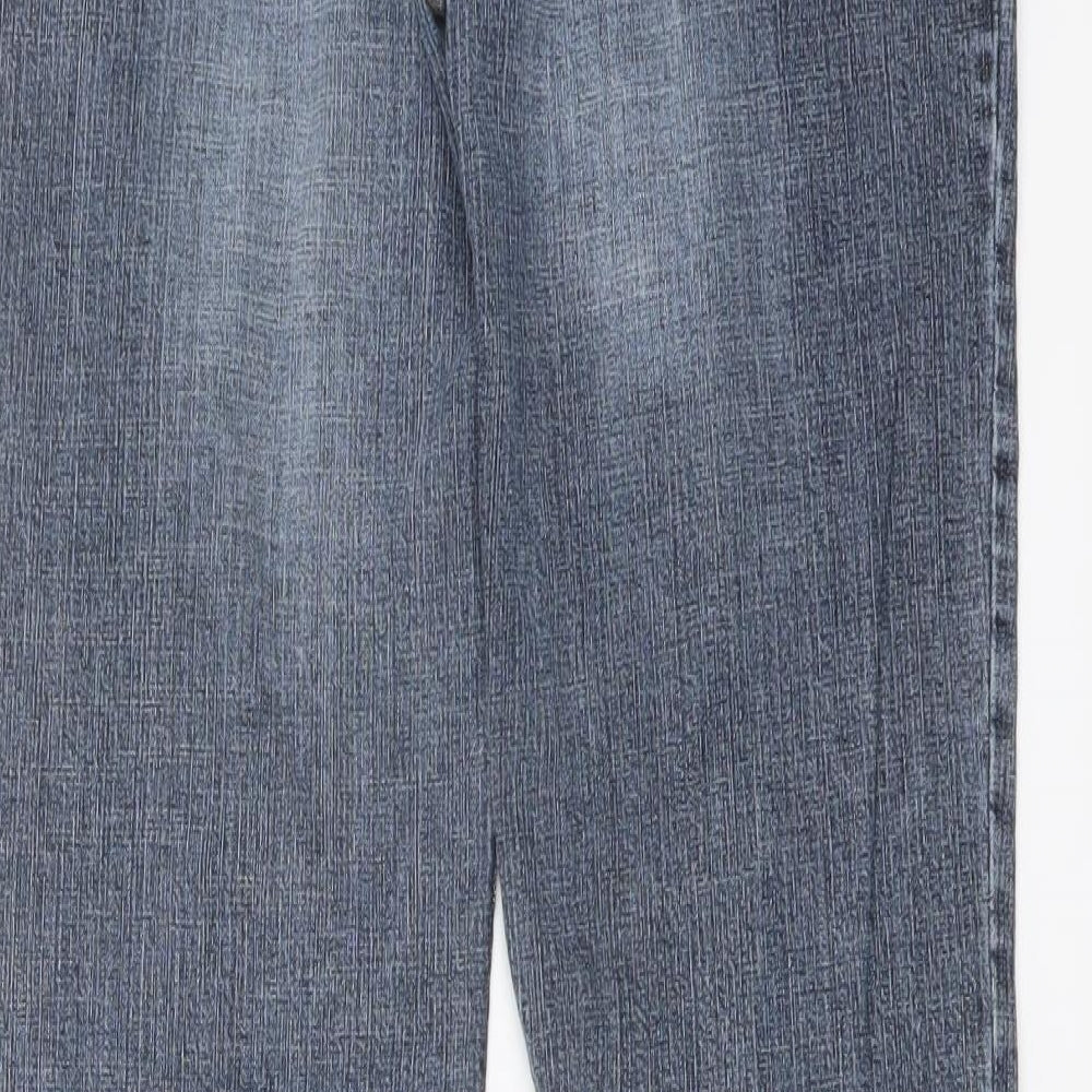 Denim & Co. Womens Blue Cotton Straight Jeans Size 14 L30 in Regular Button