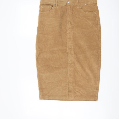 Denim & Co. Womens Brown Cotton Straight & Pencil Skirt Size 12 Button