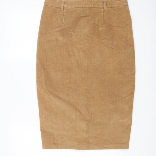 Denim & Co. Womens Brown Cotton Straight & Pencil Skirt Size 12 Button