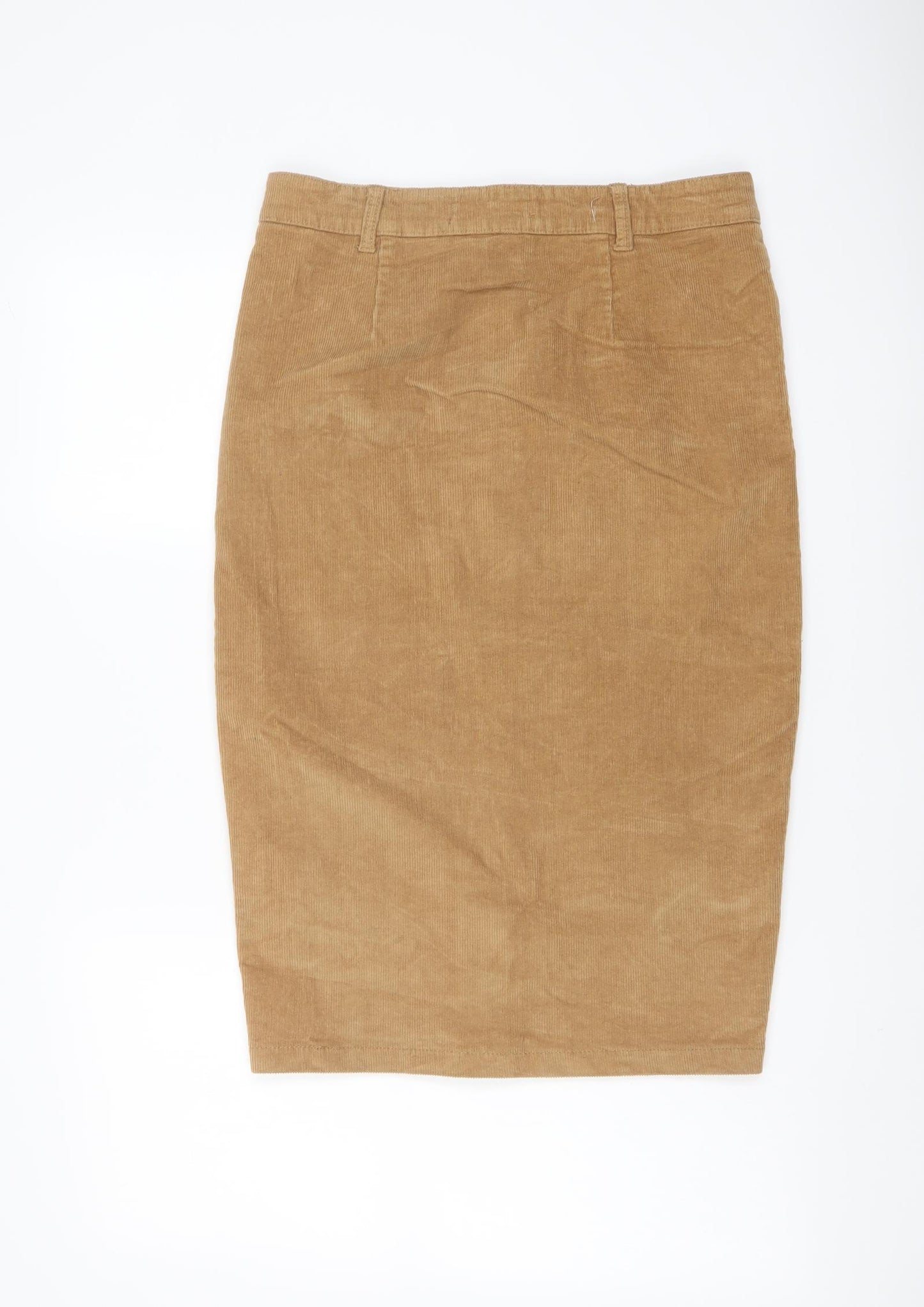 Denim & Co. Womens Brown Cotton Straight & Pencil Skirt Size 12 Button