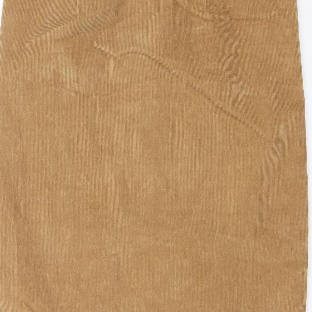Denim & Co. Womens Brown Cotton Straight & Pencil Skirt Size 12 Button