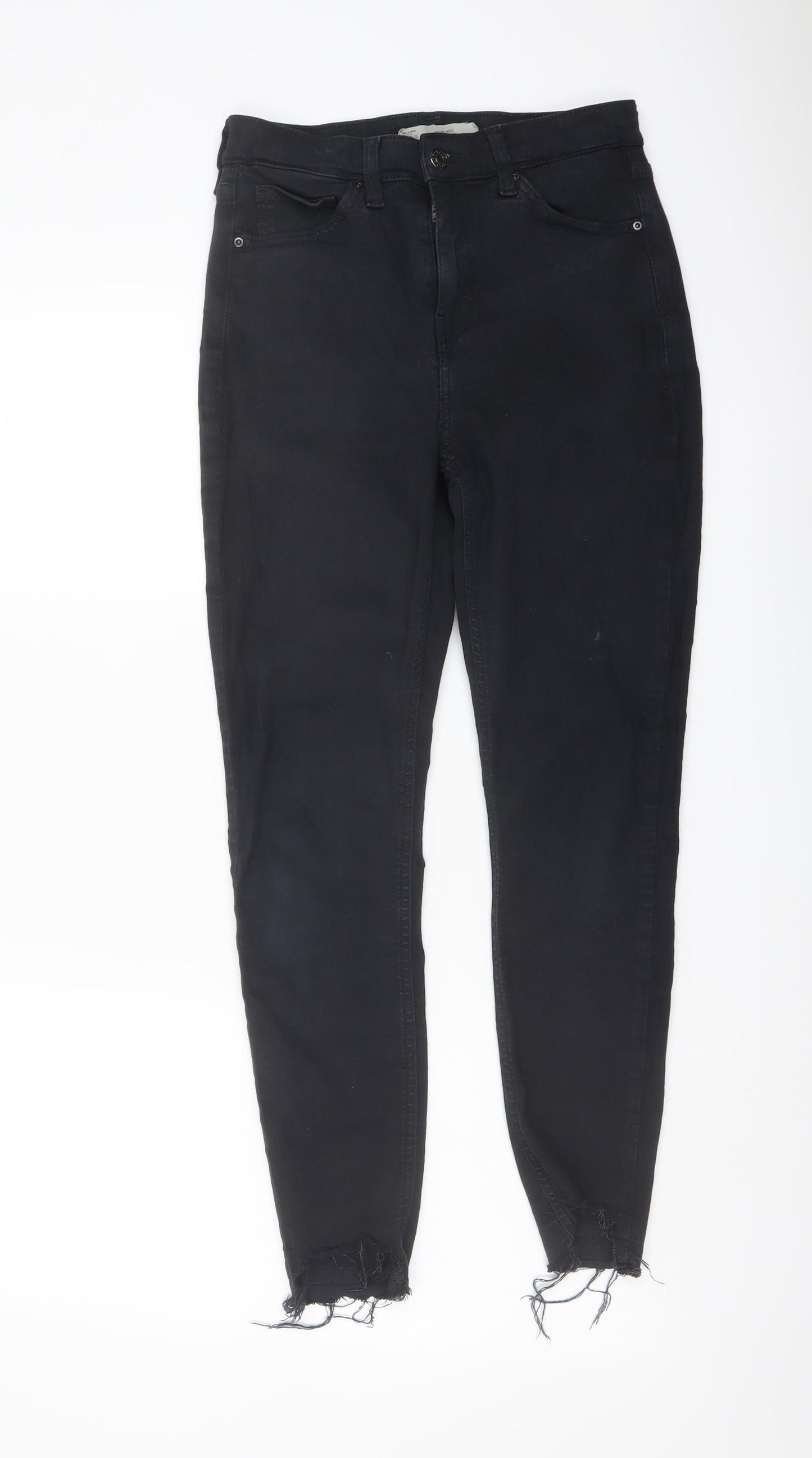 Topshop Womens Blue Cotton Skinny Jeans Size 28 in L24 in Regular Button - Frayed Hem