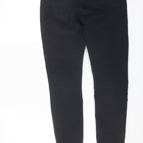 Topshop Womens Blue Cotton Skinny Jeans Size 28 in L24 in Regular Button - Frayed Hem