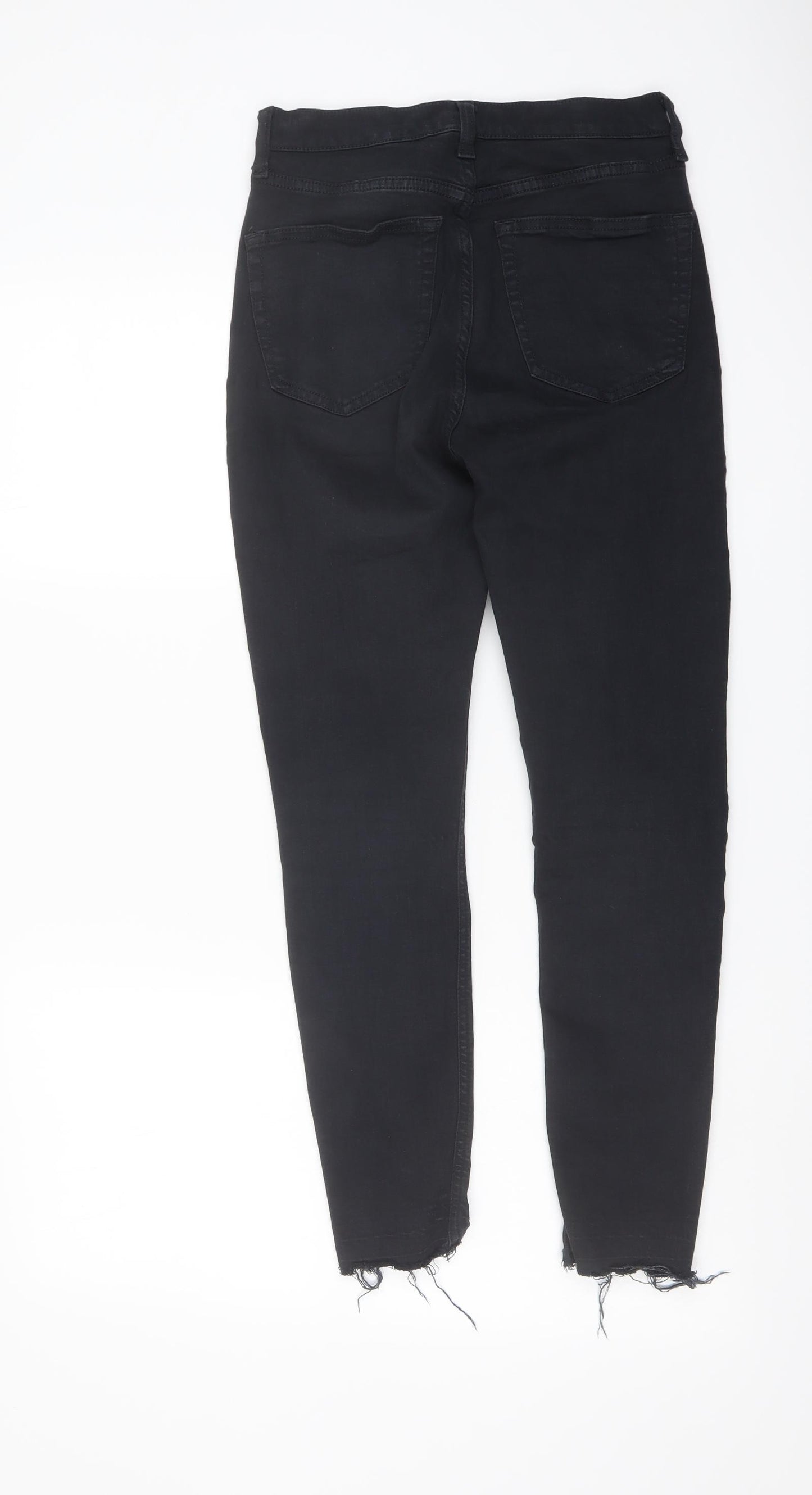 Topshop Womens Blue Cotton Skinny Jeans Size 28 in L24 in Regular Button - Frayed Hem