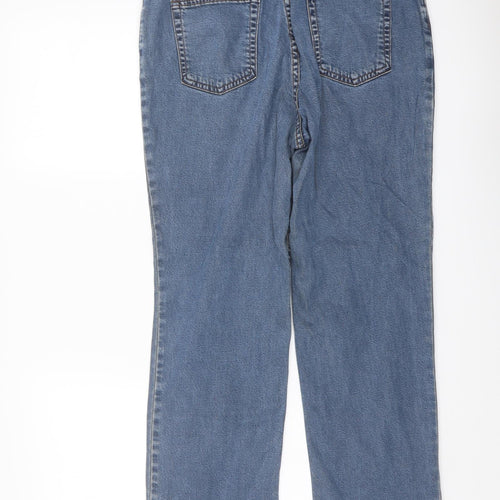 Marks and Spencer Womens Blue Cotton Straight Jeans Size 14 L26 in Regular Button
