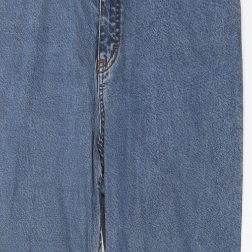 Marks and Spencer Womens Blue Cotton Straight Jeans Size 14 L26 in Regular Button