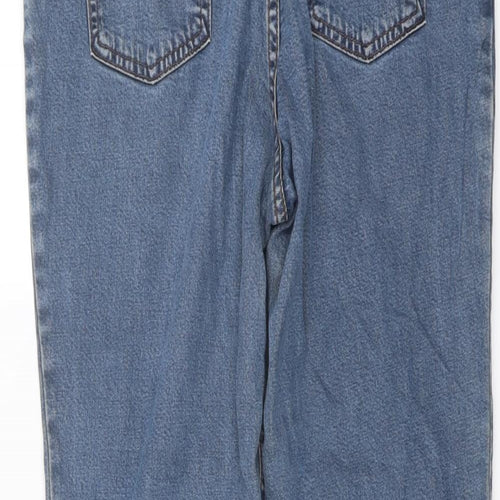 Marks and Spencer Womens Blue Cotton Straight Jeans Size 14 L26 in Regular Button
