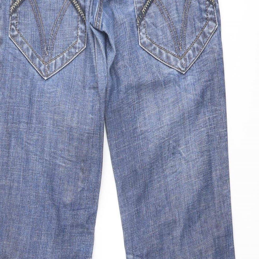River Island Womens Blue Cotton Bootcut Jeans Size 6 L29 in Regular Button