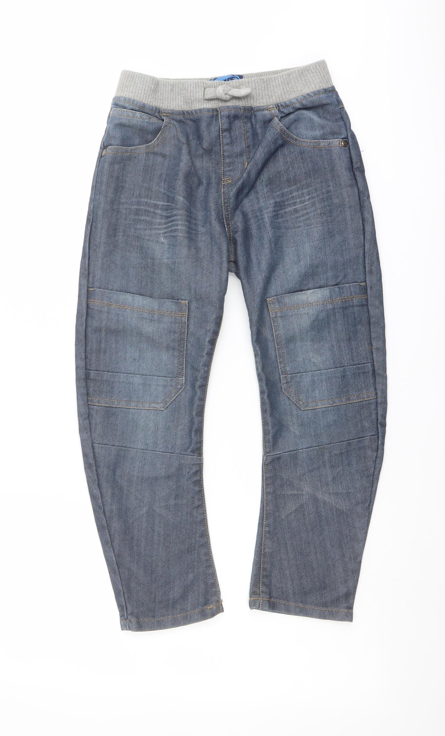 Blue Zoo Boys Blue Cotton Straight Jeans Size 8 Years Regular Drawstring