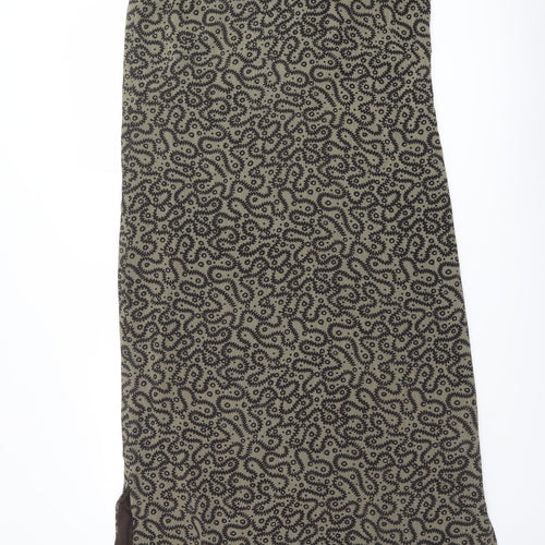 Planet Womens Green Geometric Polyester A-Line Size 14 Round Neck Pullover