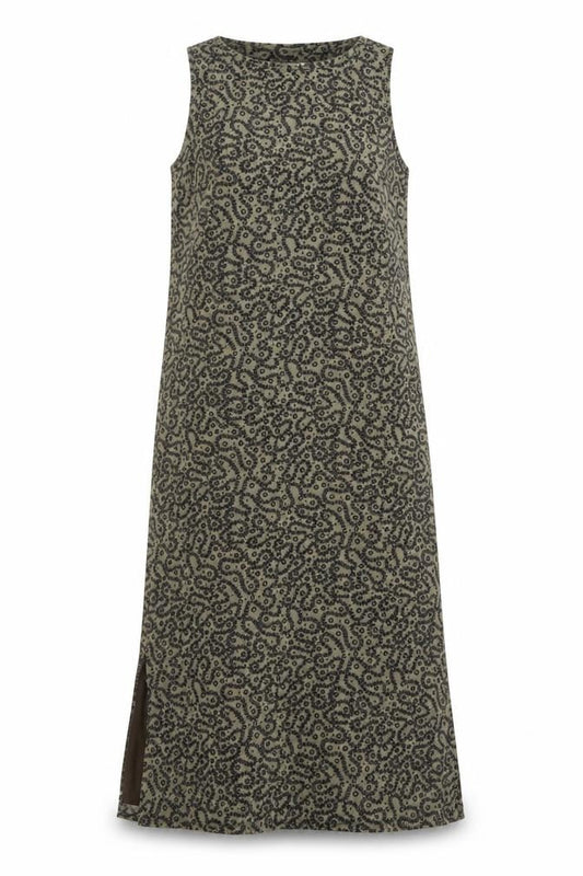 Front view of Planet women’s green geometric polyester a-line, size UK 14, round neck pullover
