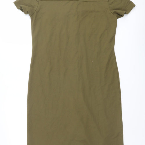 VILA Womens Green Viscose Shirt Dress Size XS Collared Snap