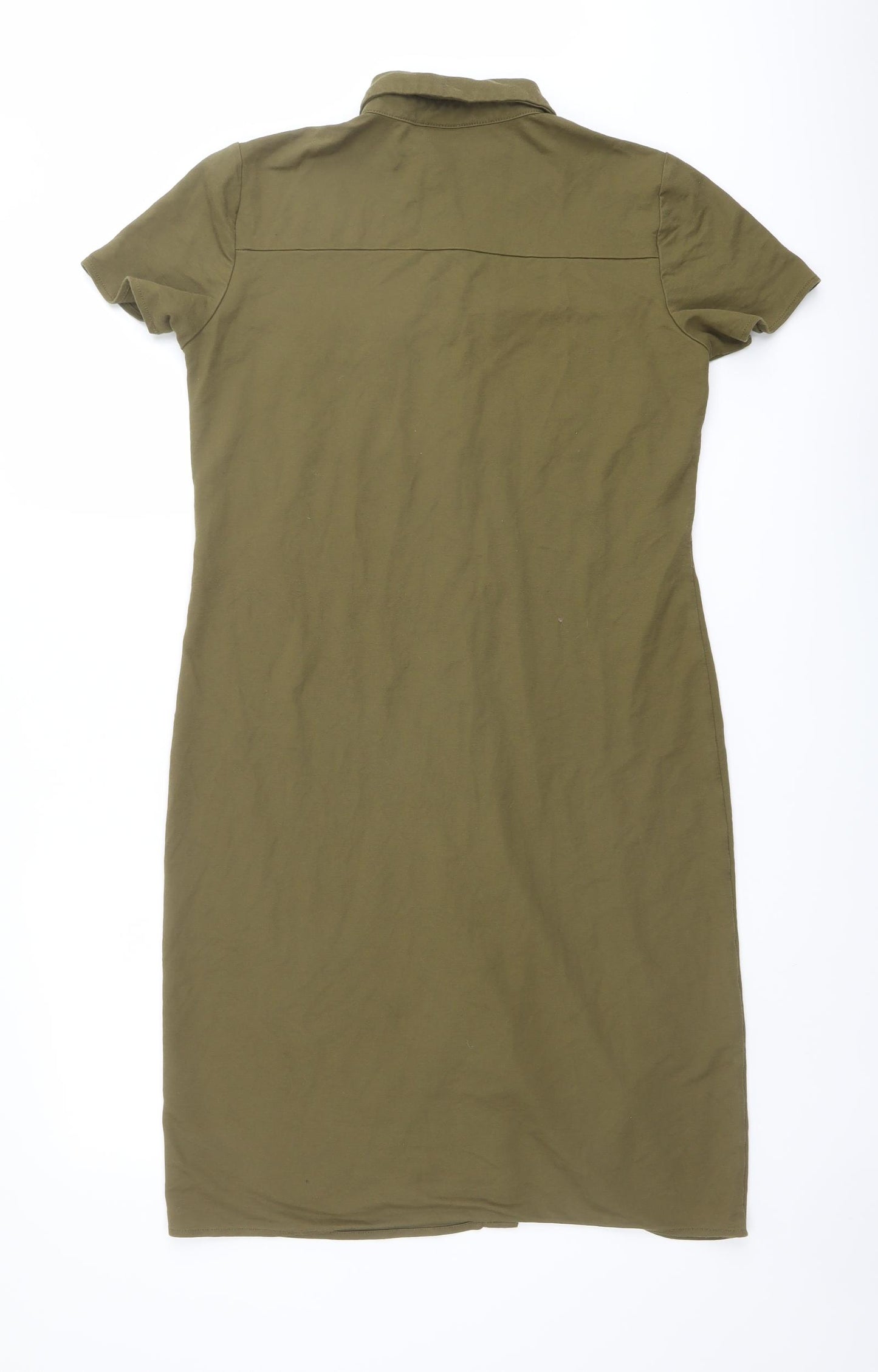 VILA Womens Green Viscose Shirt Dress Size XS Collared Snap