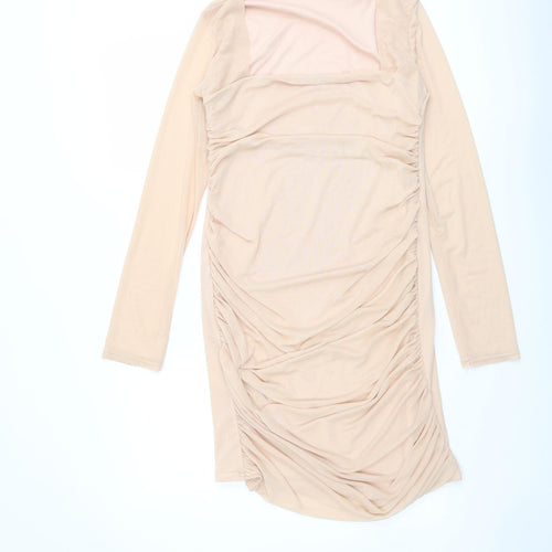 Boohoo Womens Pink Polyester Bodycon Size 16 Square Neck