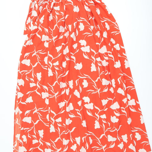 ASOS Womens Red Floral Polyester Wrap Skirt Size 6 Tie