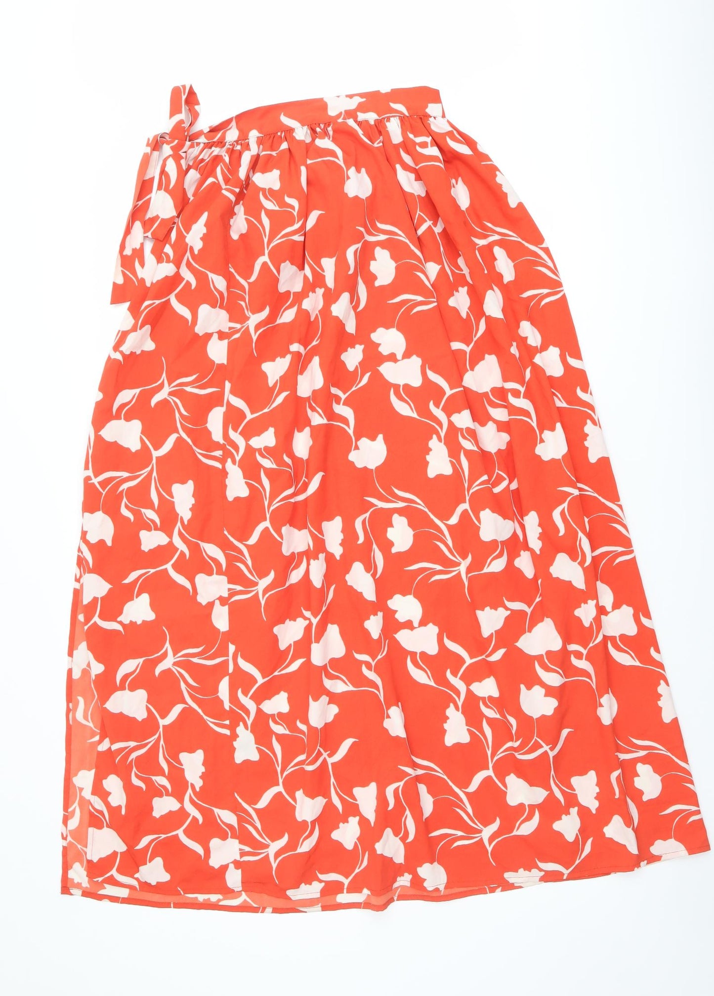 ASOS Womens Red Floral Polyester Wrap Skirt Size 6 Tie