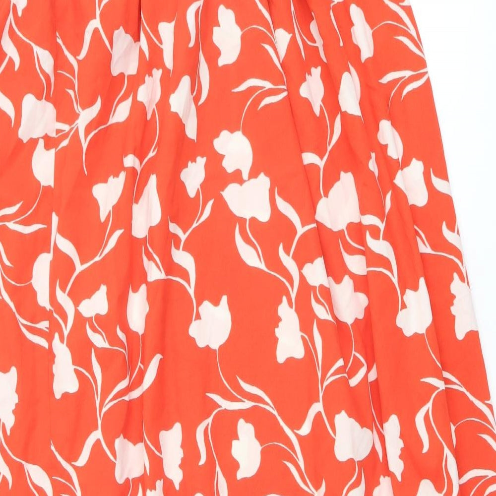 ASOS Womens Red Floral Polyester Wrap Skirt Size 6 Tie