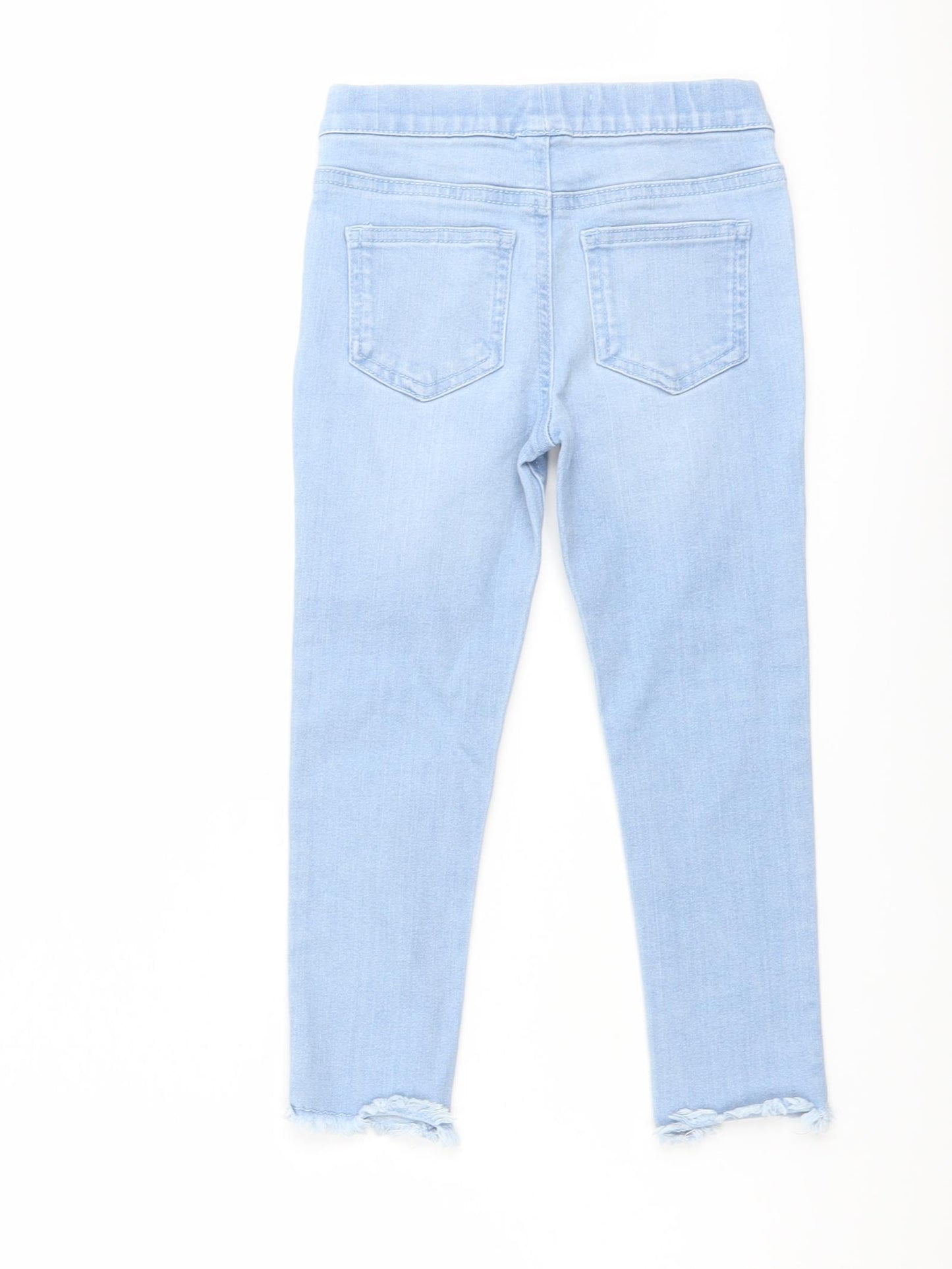 Denim & Co. Girls Blue Cotton Jegging Jeans Size 4-5 Years Regular Pullover - Distressed