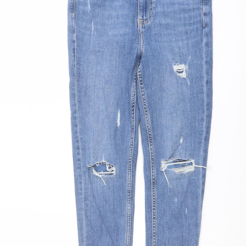 Marks and Spencer Womens Blue Cotton Skinny Jeans Size 8 L25 in Regular Button