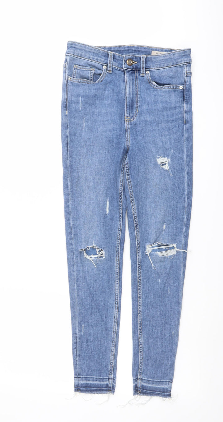 Marks and Spencer Womens Blue Cotton Skinny Jeans Size 8 L25 in Regular Button