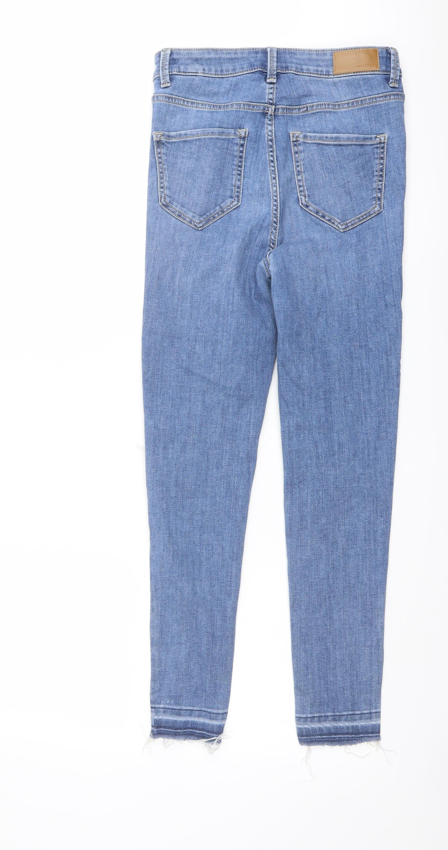 Marks and Spencer Womens Blue Cotton Skinny Jeans Size 8 L25 in Regular Button