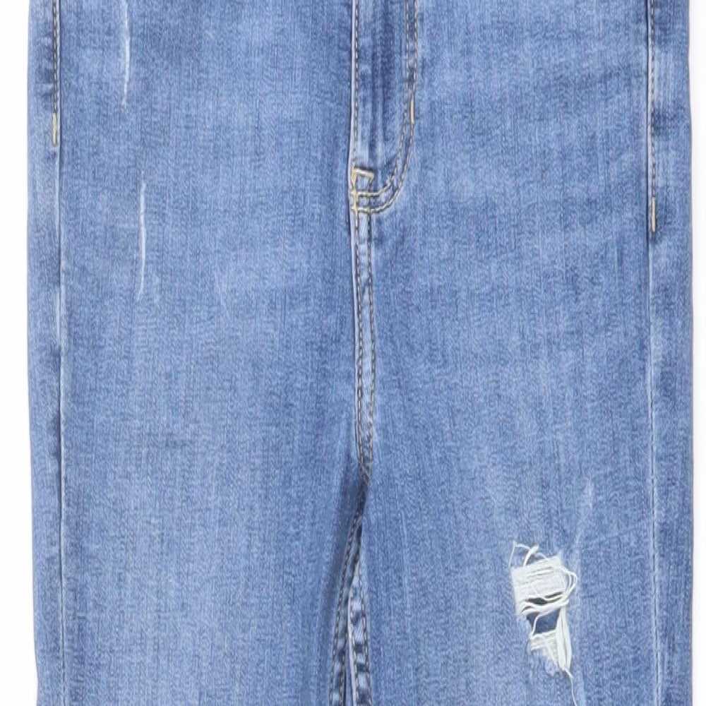 Marks and Spencer Womens Blue Cotton Skinny Jeans Size 8 L25 in Regular Button