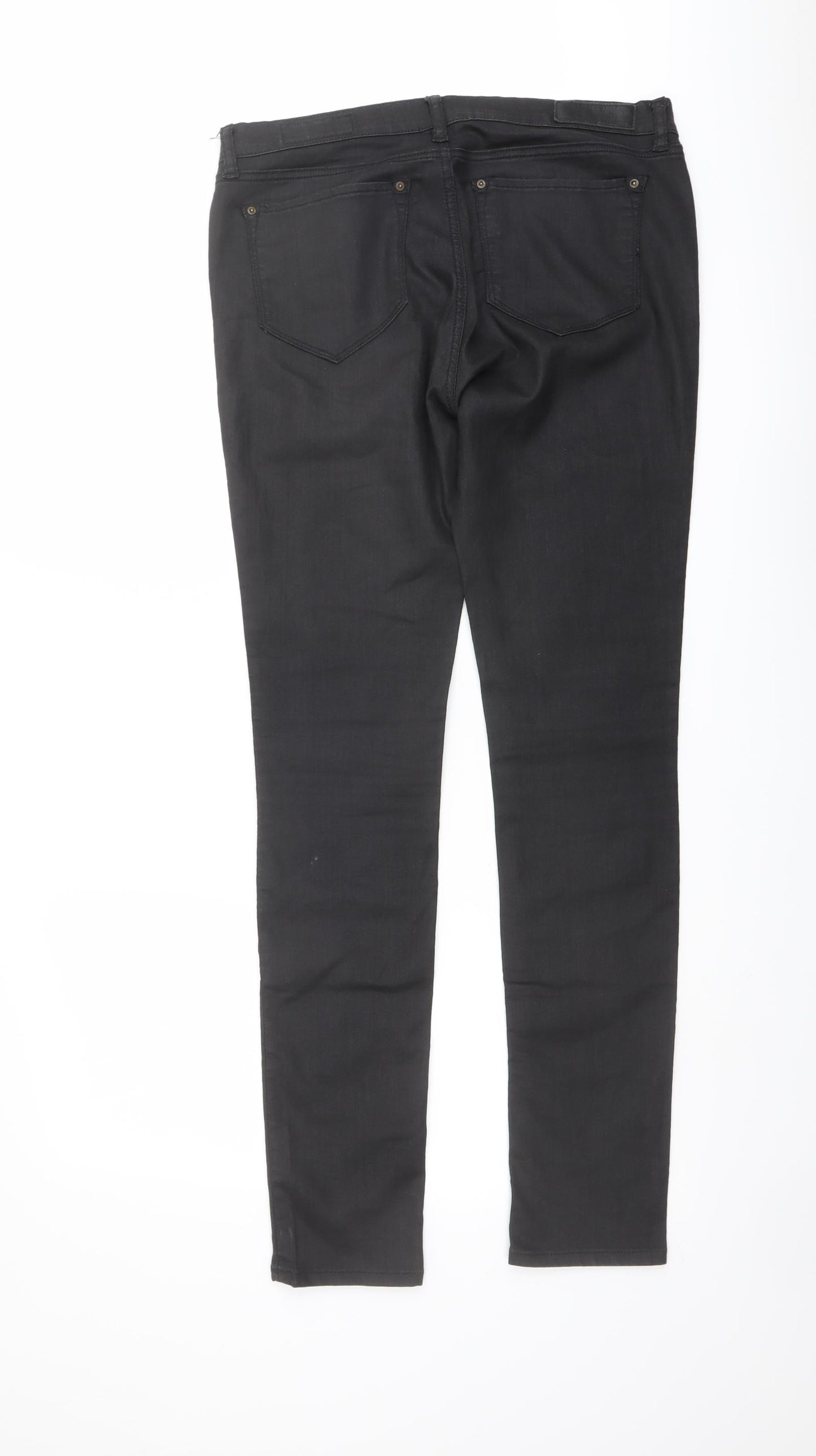 AllSaints Womens Black Cotton Trousers Size 31 in L32 in Regular Button - Coated