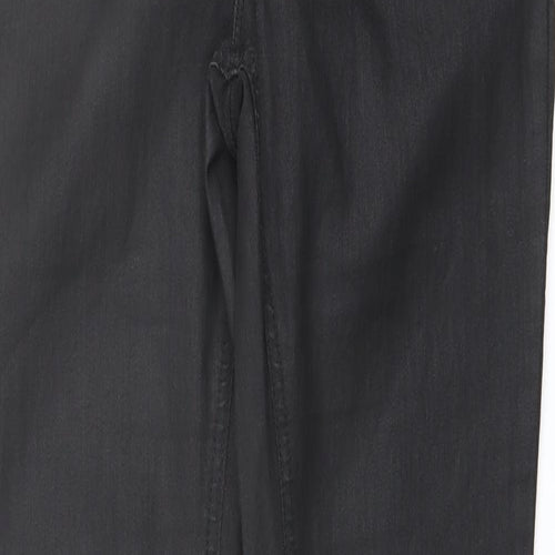 AllSaints Womens Black Cotton Trousers Size 31 in L32 in Regular Button - Coated