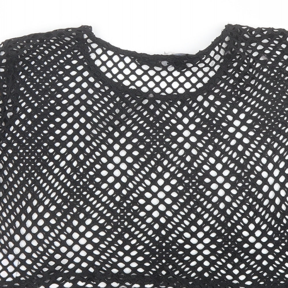 NaaNaa Womens Black Polyester Cropped T-Shirt Size 8 Round Neck