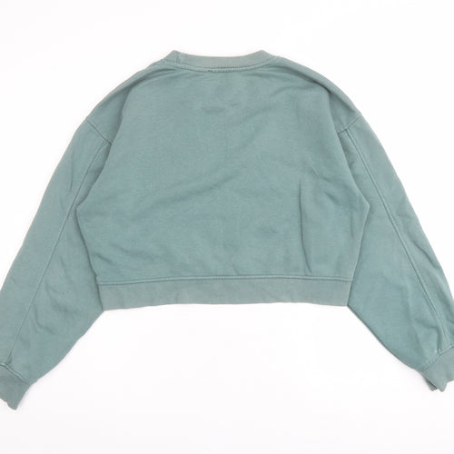 Zara Womens Green Cotton Pullover Sweatshirt Size S Pullover